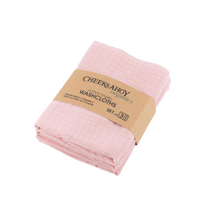 Cheeks Ahoy Organic Muslin Washcloths Rose Garden 3pk