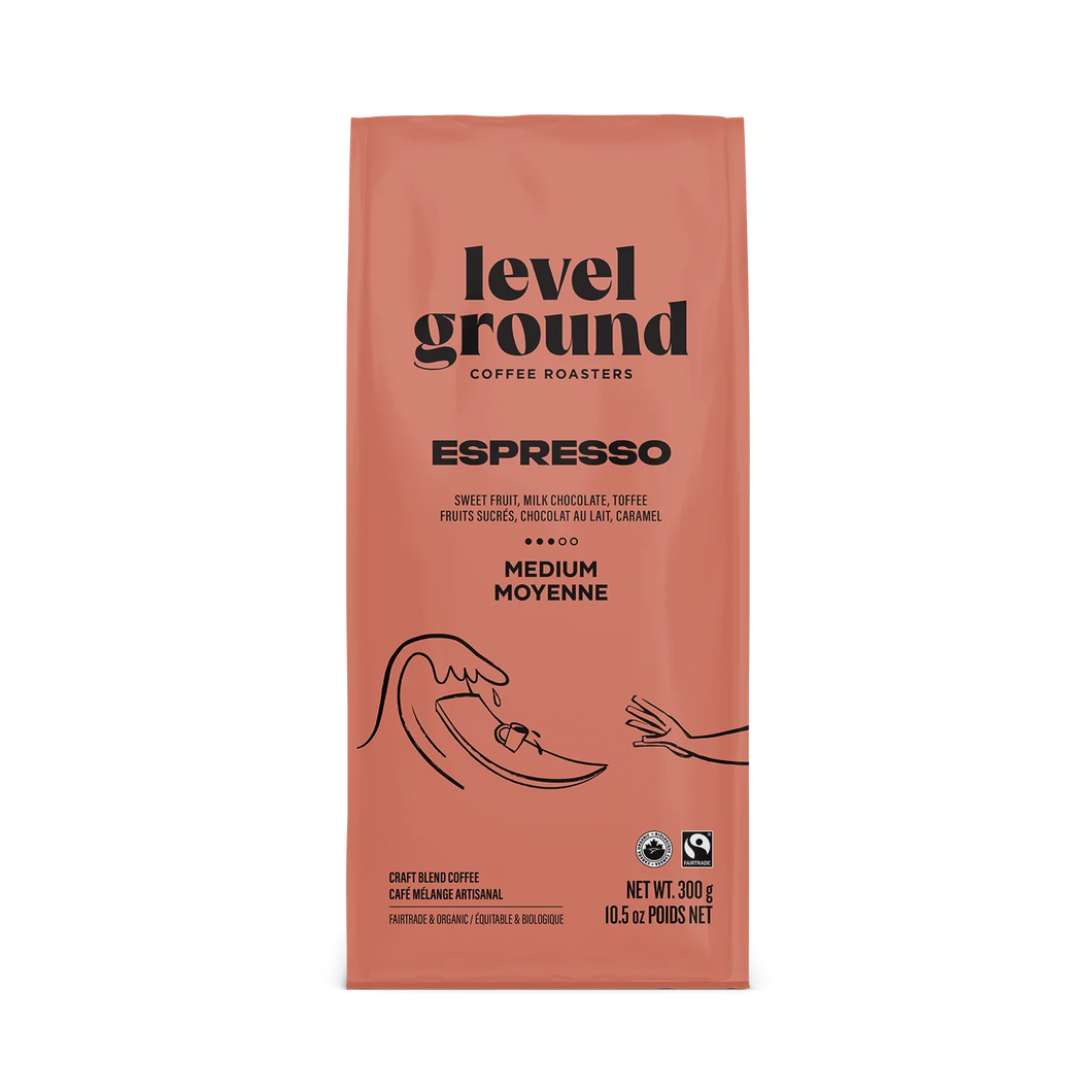 Level Ground Trading Espresso Medium Roast Organic Coffee Whole Bean 300g