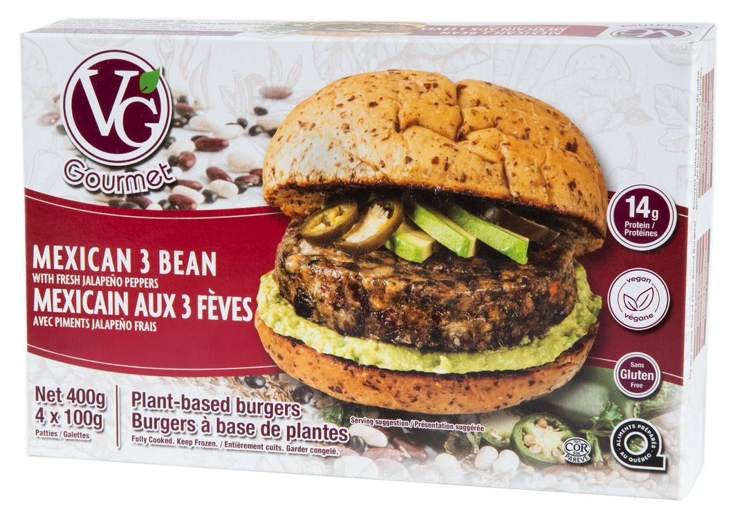 Vegan Gourmet Mexican 3 Bean Burger 4 Pack 400g