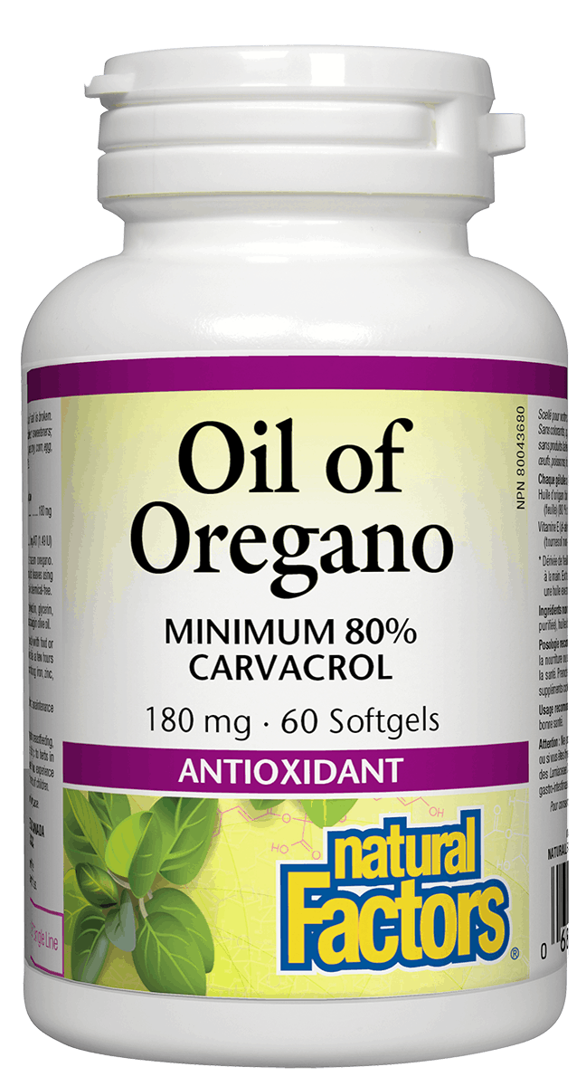 Natural Factors Oil of Oregano 180mg 60 Softgels